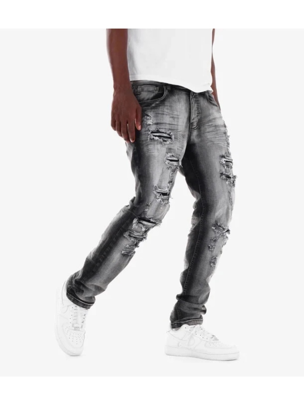 Copper Rivet Mens Slim Straight Distressed Jeans Size 38x32 Streetwear